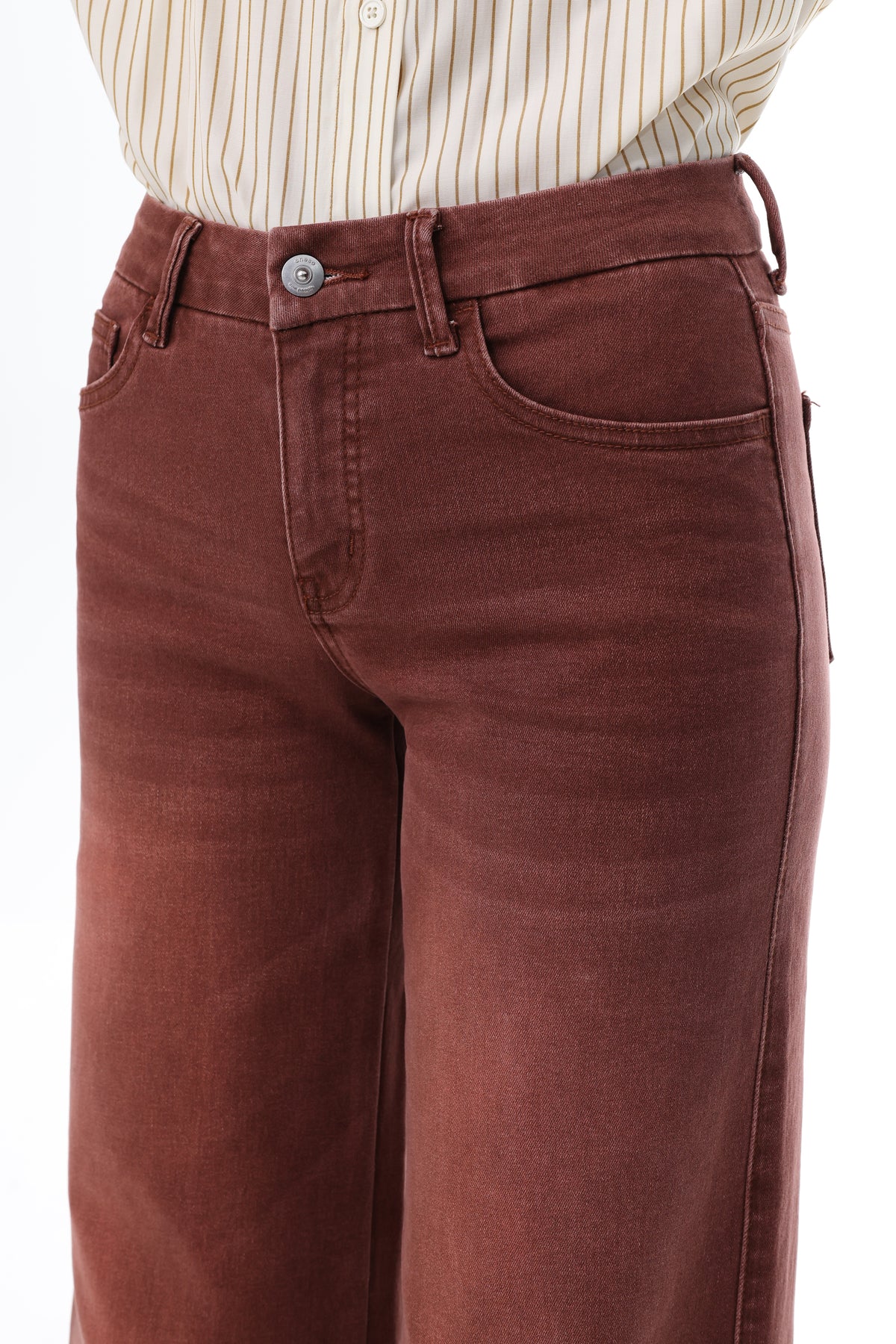 ONESO Rust Brown Mid Rise Wide Leg Jeans