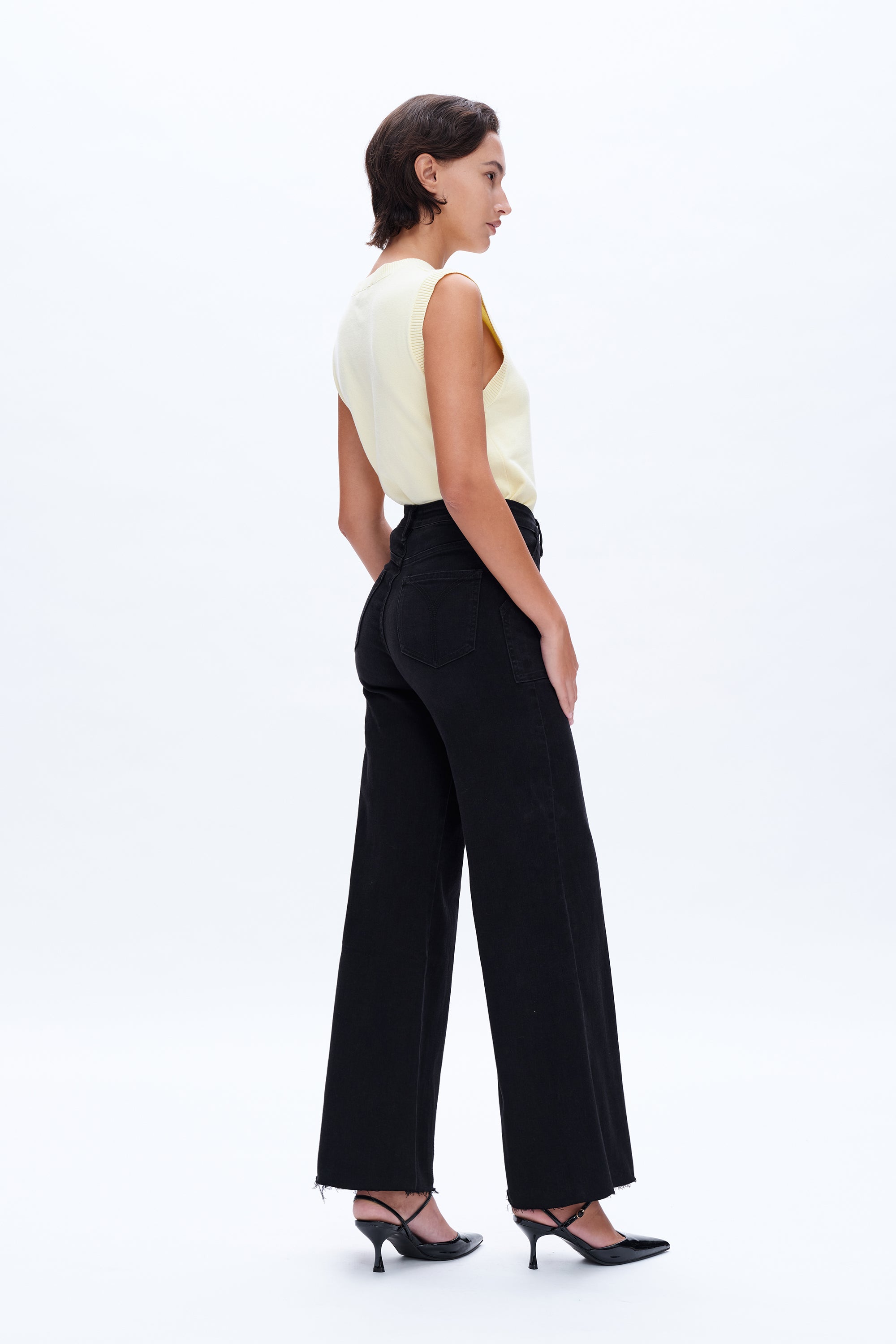ONESO Utility Patch Pocket High Rise Wide Leg Jeans