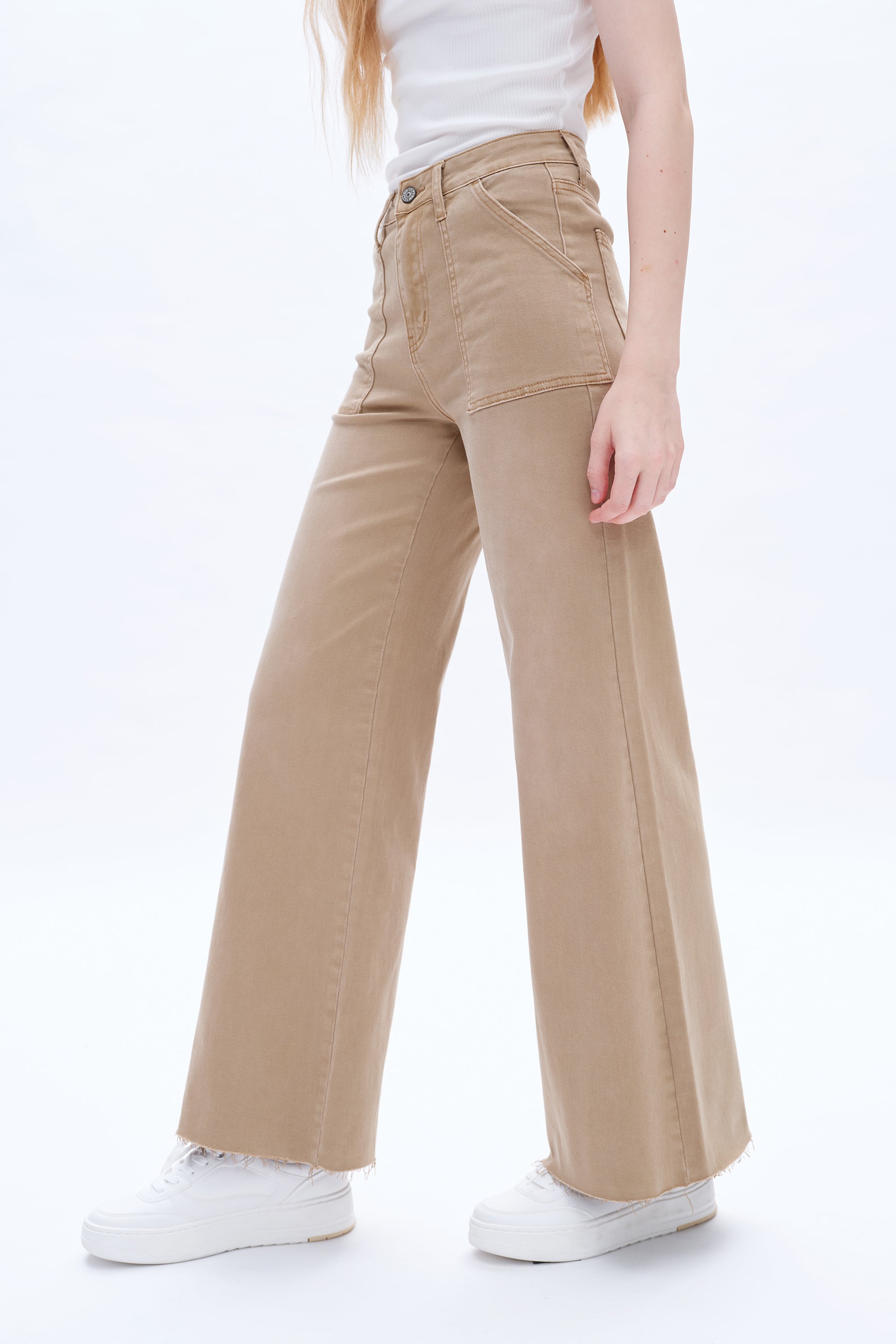 ONESO Utility Patch Pocket High Rise Wide Leg Jeans