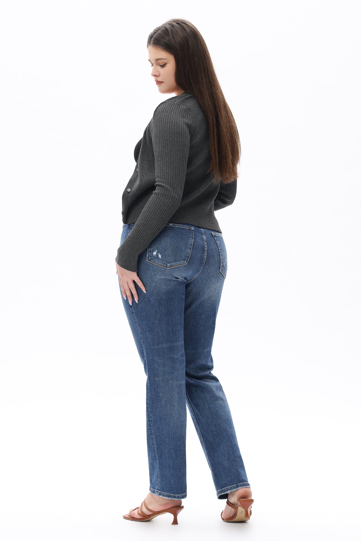 ONESO Vintage Mid Rise Slim Straight Plus Jeans