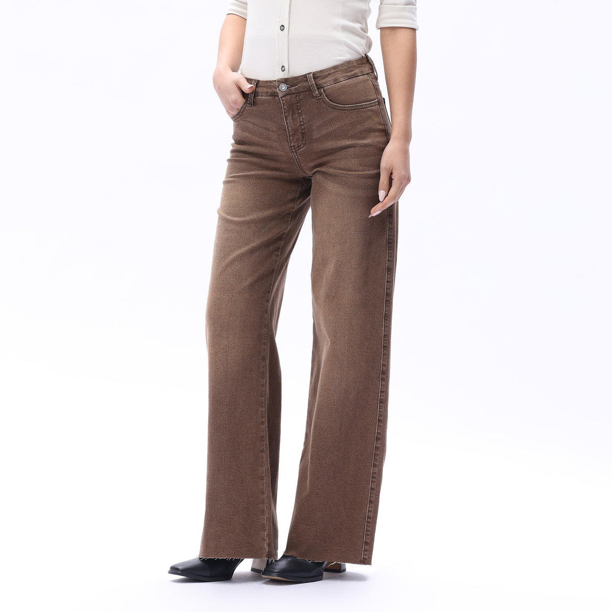 ONESO Earthy Mid Rise Wide Leg Jeans