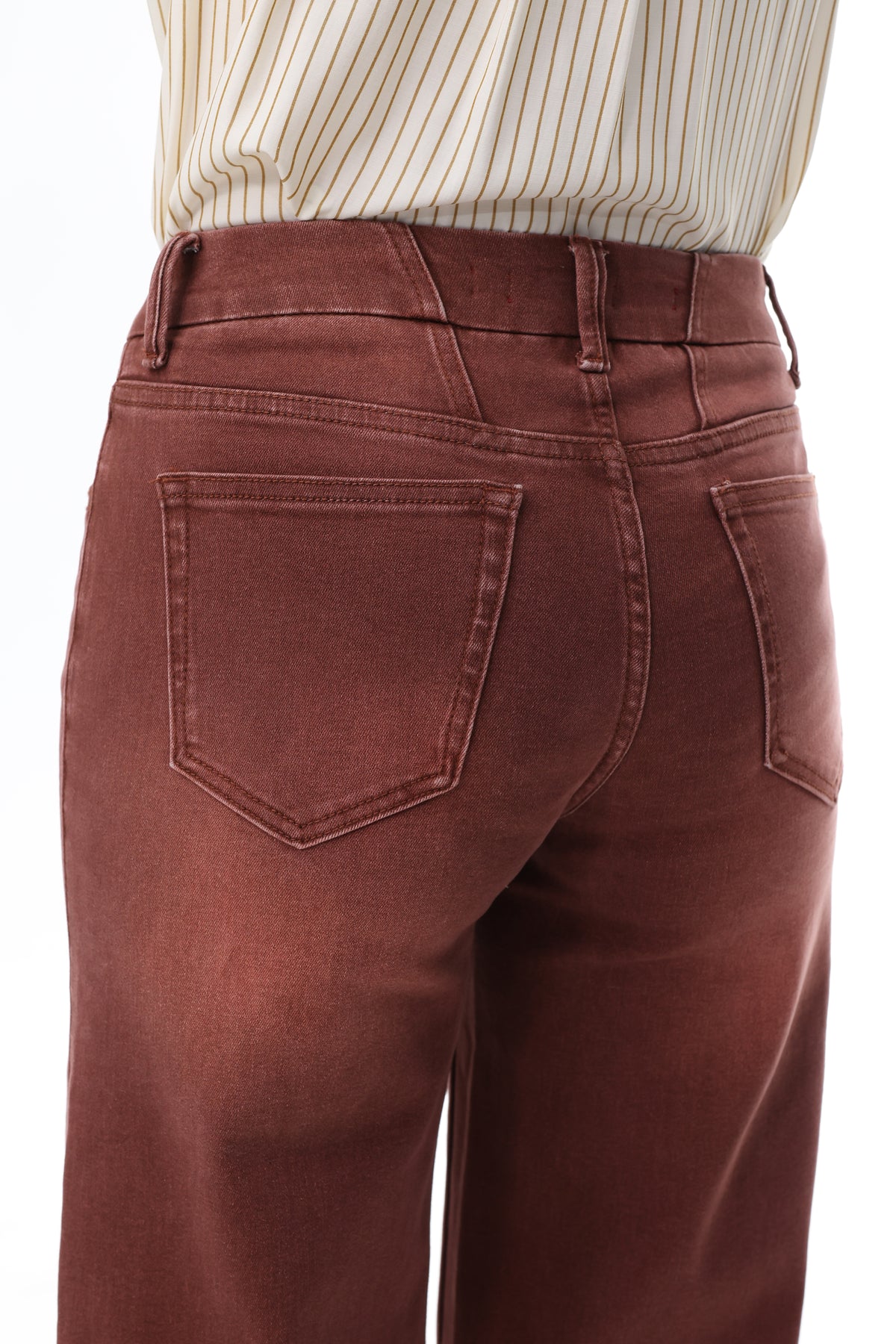 ONESO Rust Brown Mid Rise Wide Leg Jeans