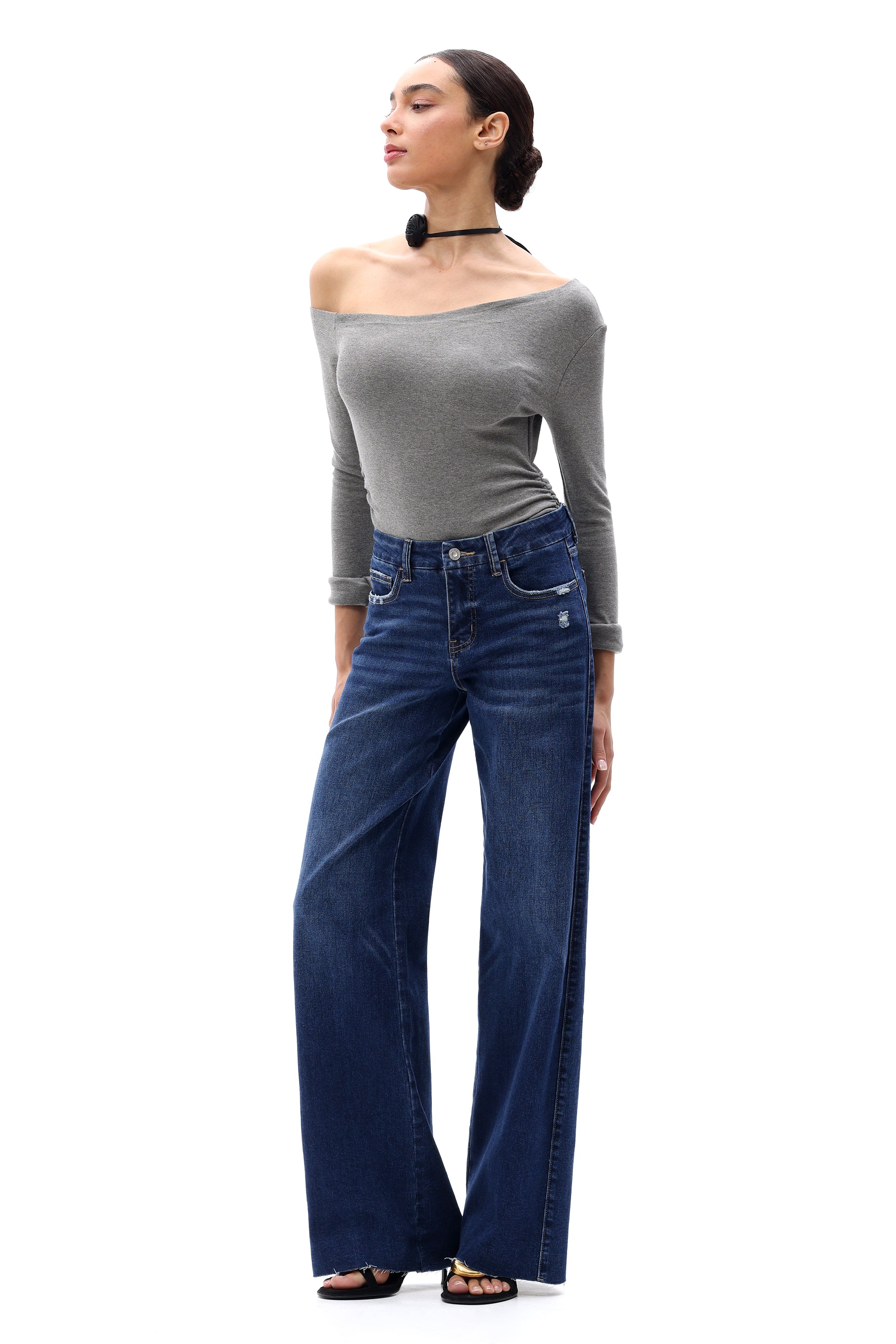 ONESO Coastal-Inspired Mid Rise Wide Leg Jeans