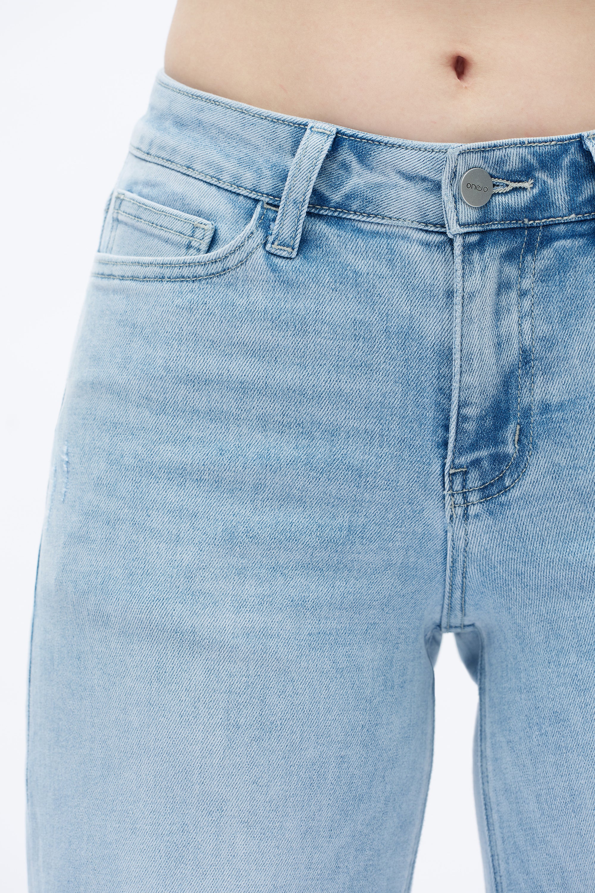 ONESO Women Mid-Low Rise Baggy BBL Jeans Wide Leg Distressed Pants Stretchy Bottom Lady Basic Comfortable Denim