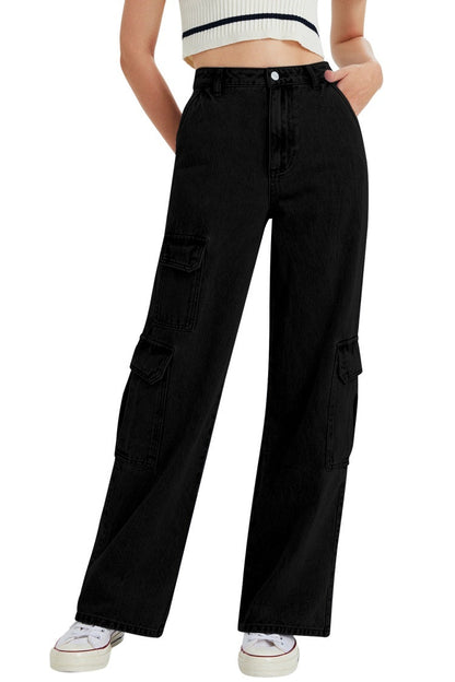 Womens Cargo Jeans High Waisted Baggy