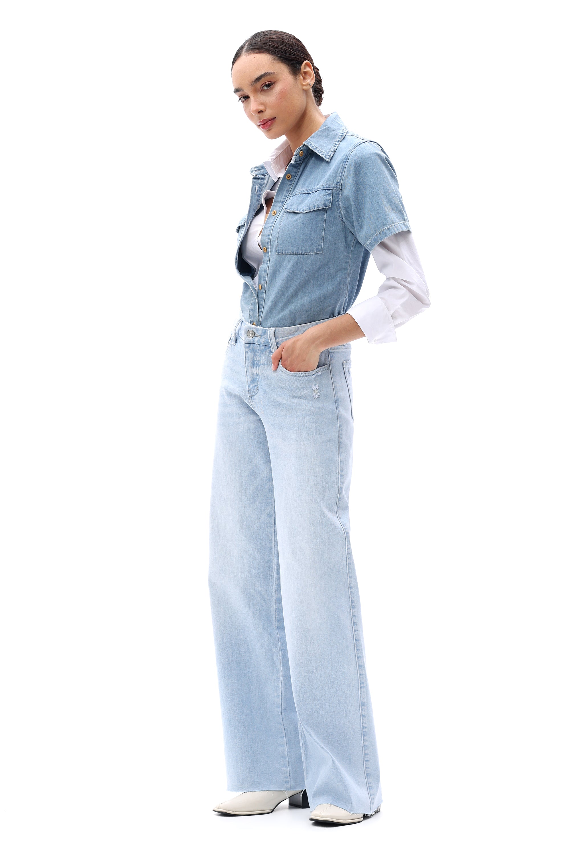 ONESO Effortless Mid Rise Wide Leg Jeans