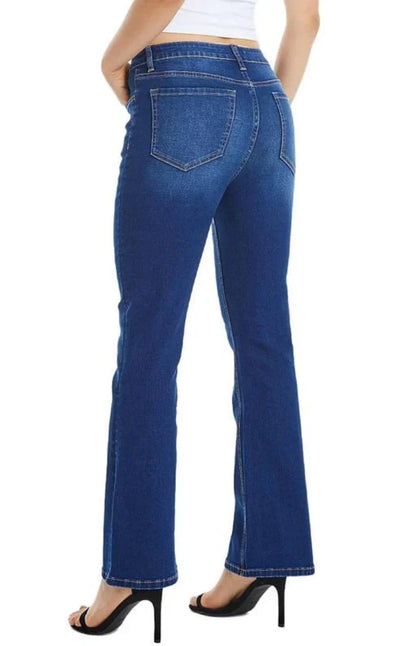 Mid Waist Flare Jeans Bottom Wide Leg Denim Pants