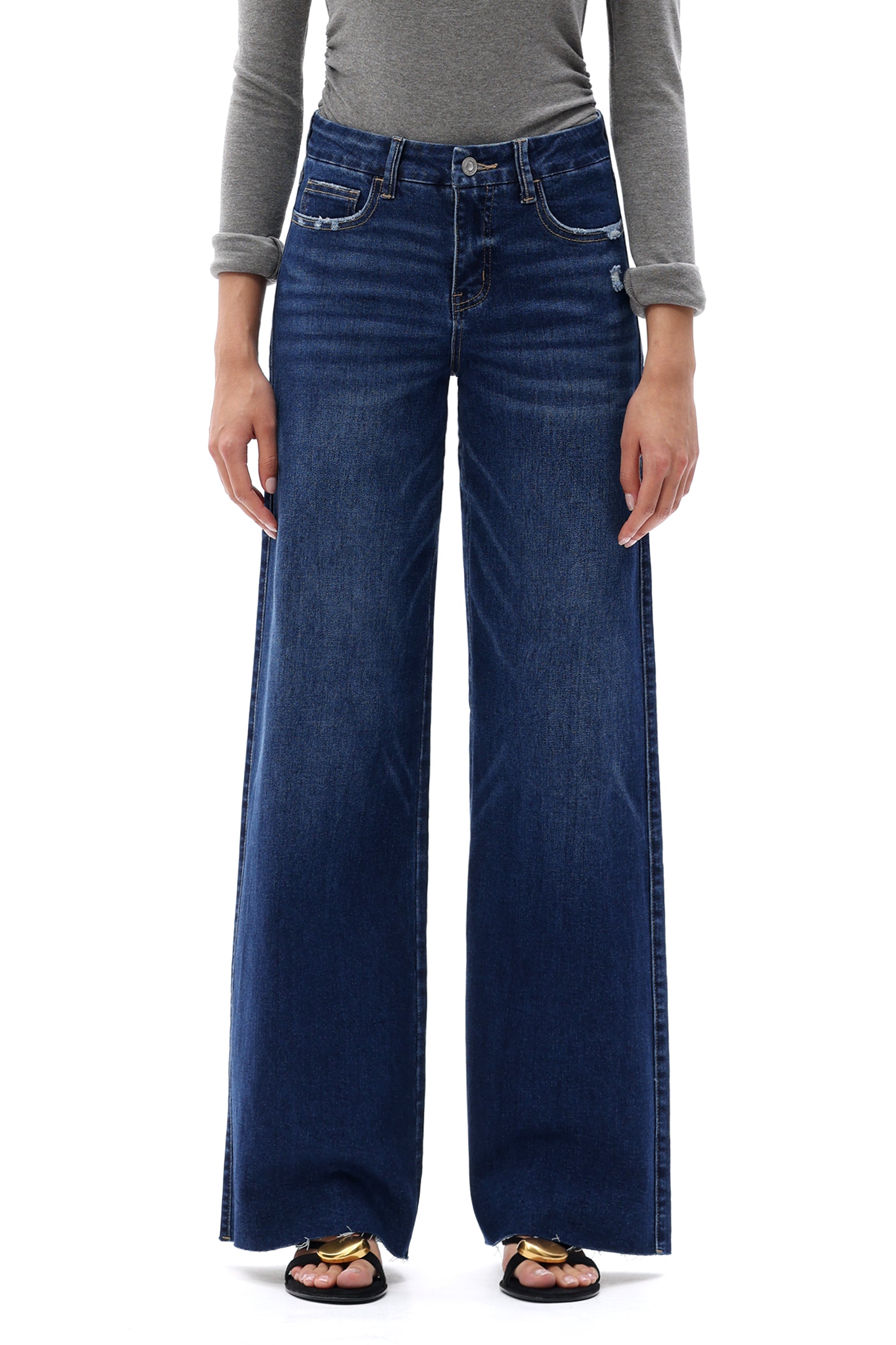 ONESO Coastal-Inspired Mid Rise Wide Leg Jeans