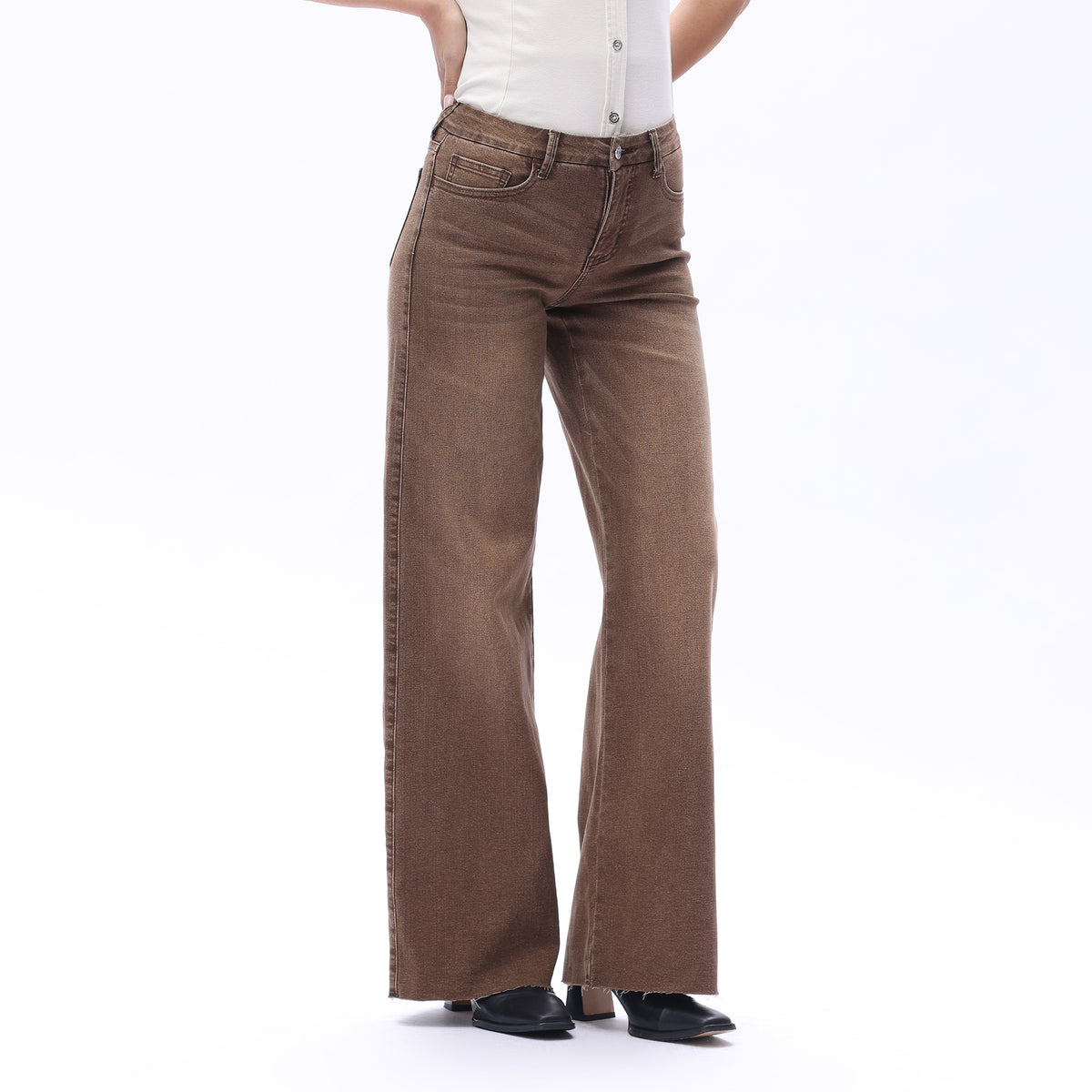 ONESO Earthy Mid Rise Wide Leg Jeans