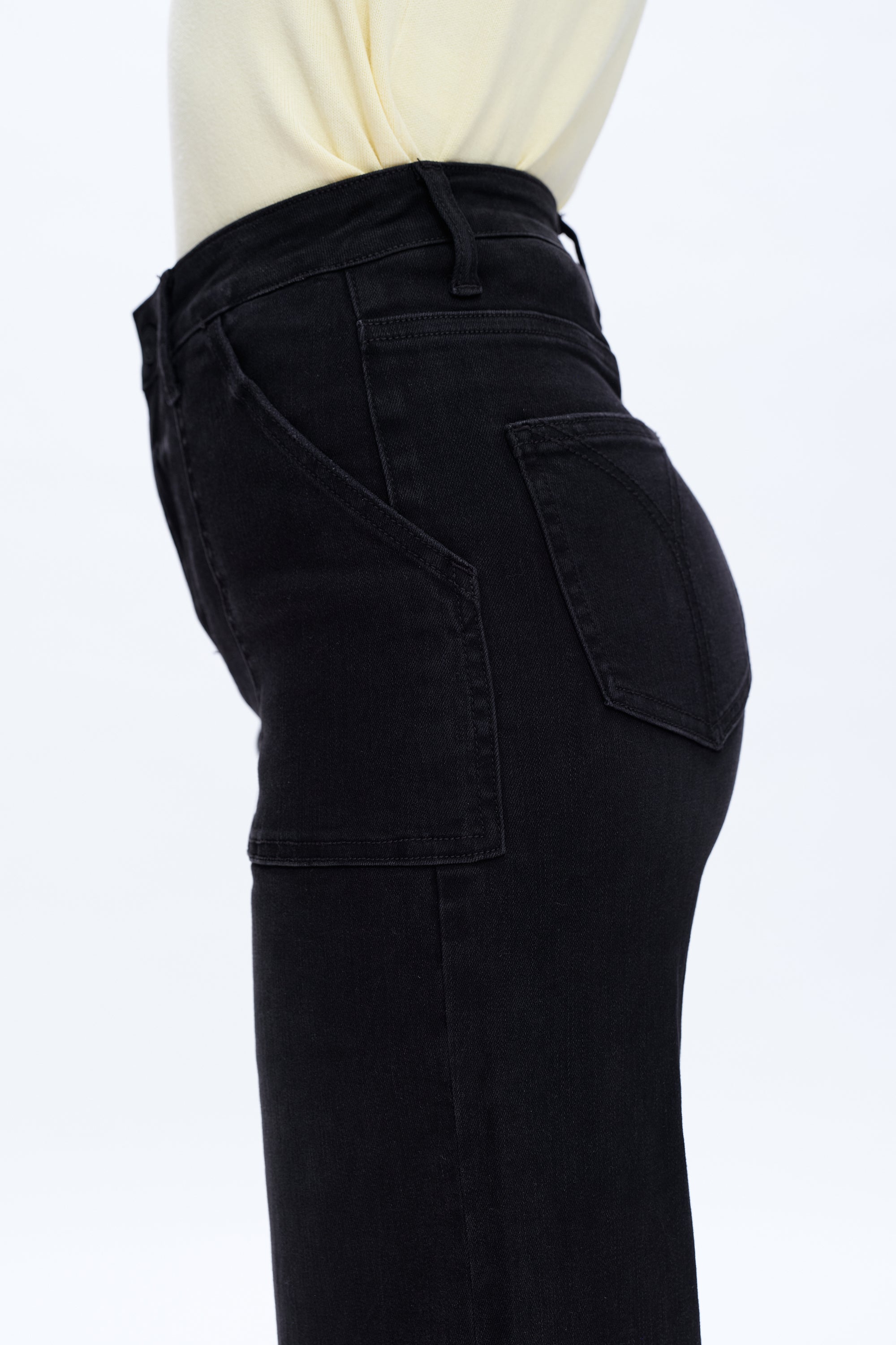 ONESO Utility Patch Pocket High Rise Wide Leg Jeans