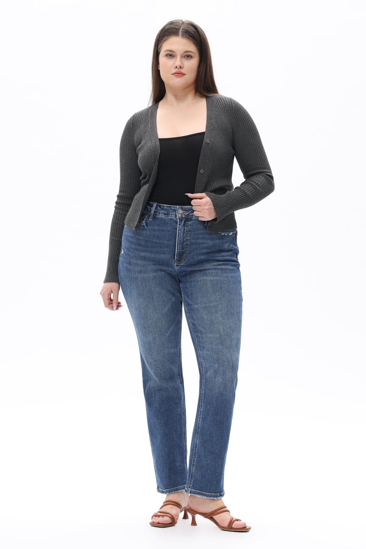 ONESO Vintage Mid Rise Slim Straight Plus Jeans