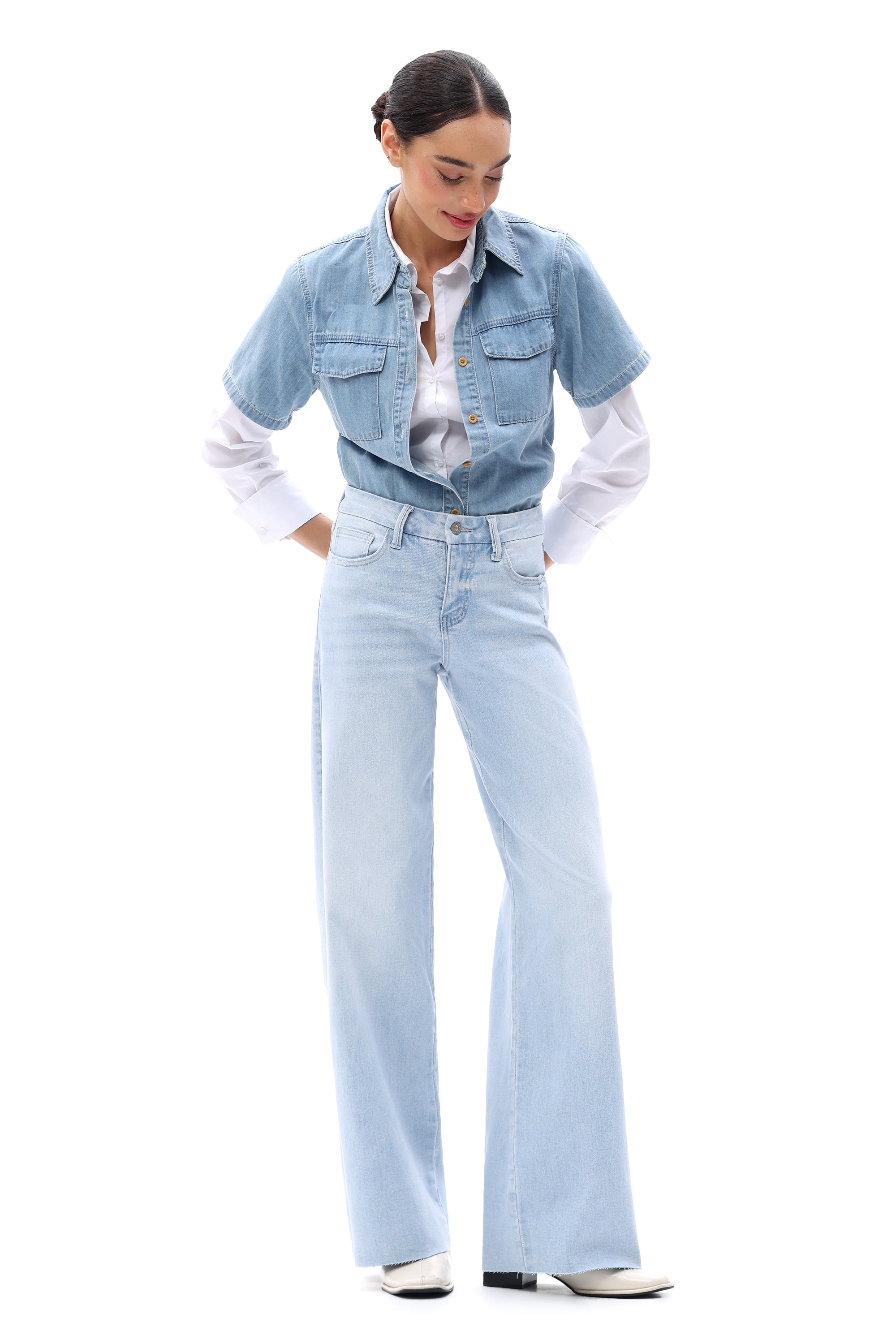 ONESO Effortless Mid Rise Wide Leg Jeans