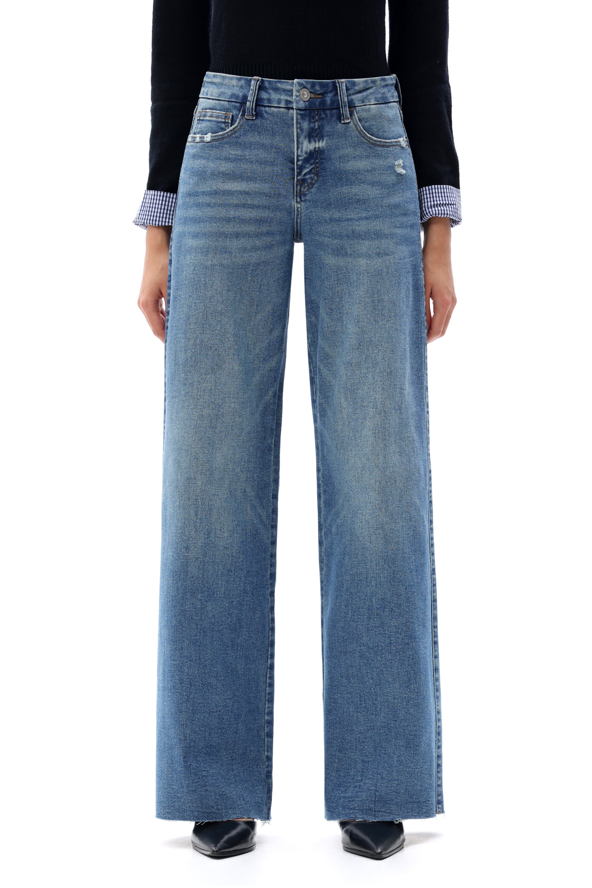 ONESO Retro Mid Rise Wide Leg Jeans