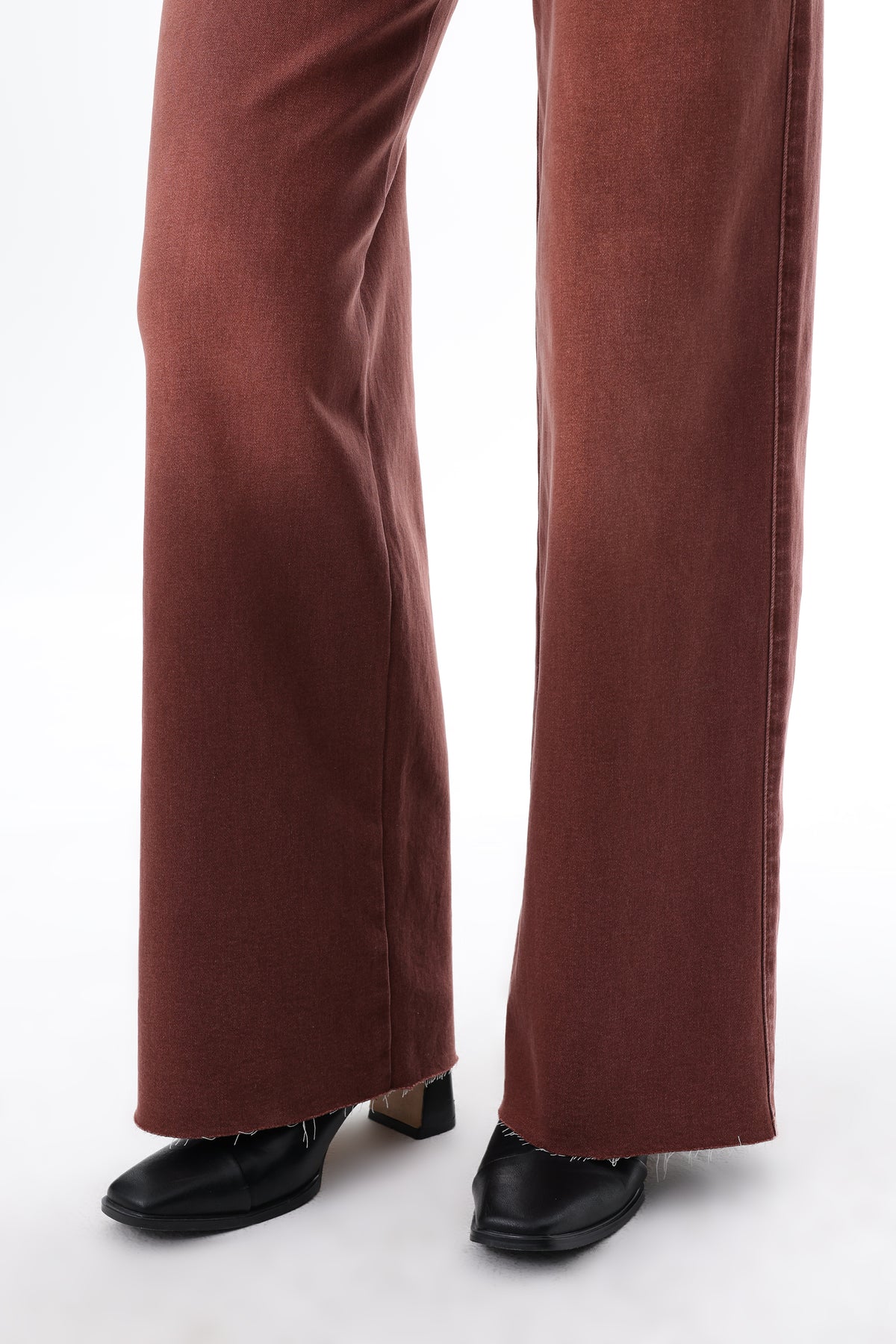 ONESO Rust Brown Mid Rise Wide Leg Jeans