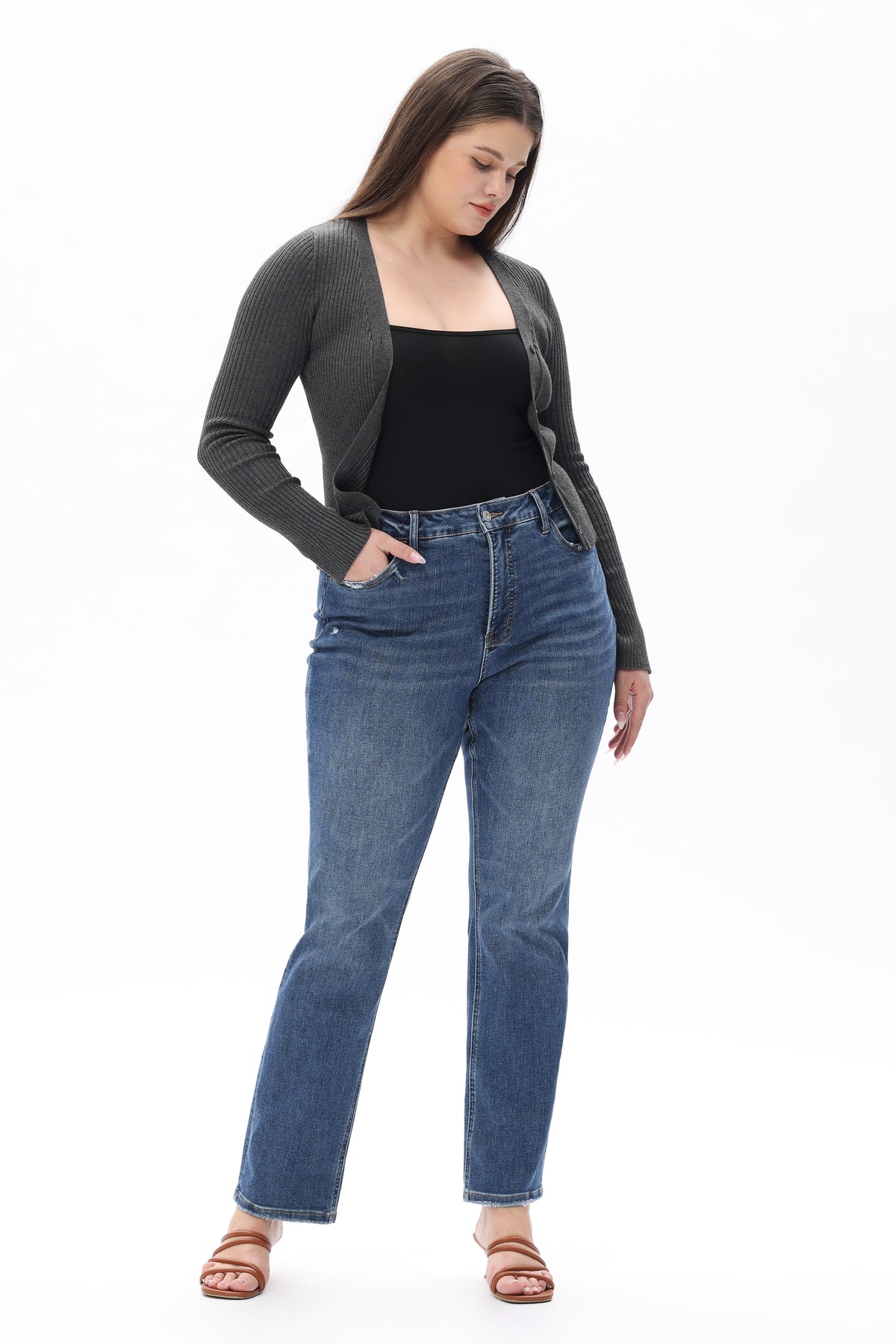 ONESO Vintage Mid Rise Slim Straight Plus Jeans