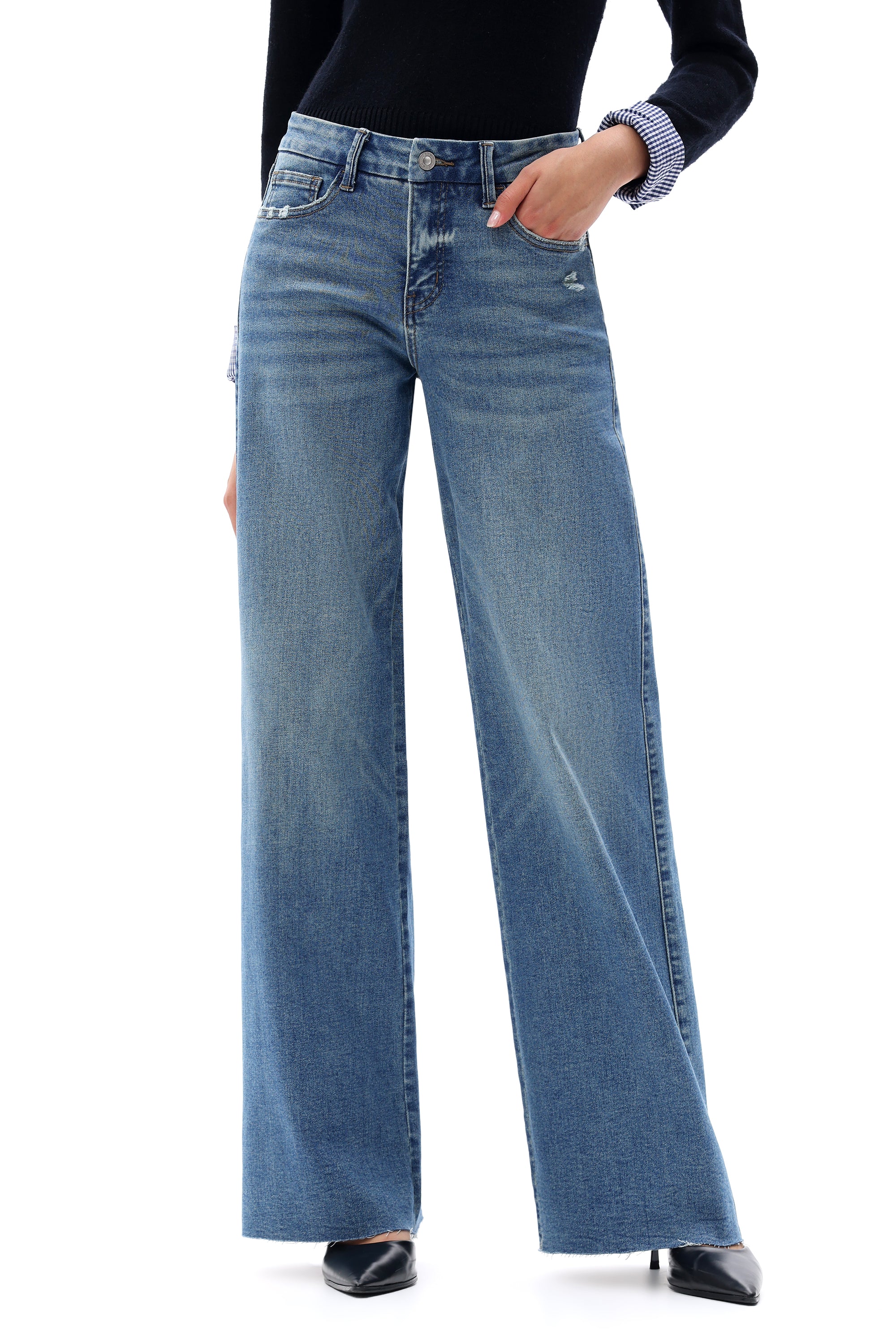 ONESO Retro Mid Rise Wide Leg Jeans