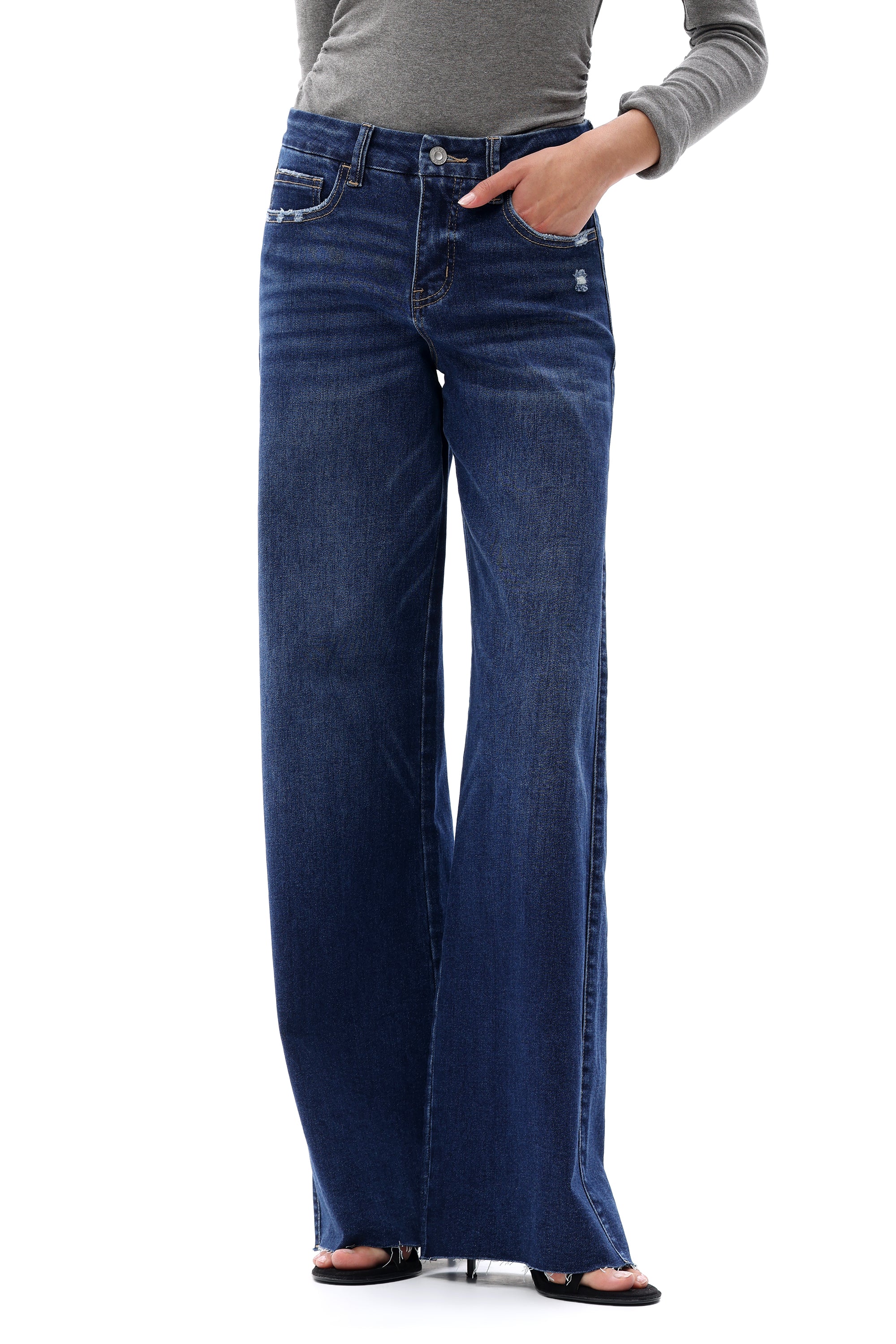 ONESO Coastal-Inspired Mid Rise Wide Leg Jeans
