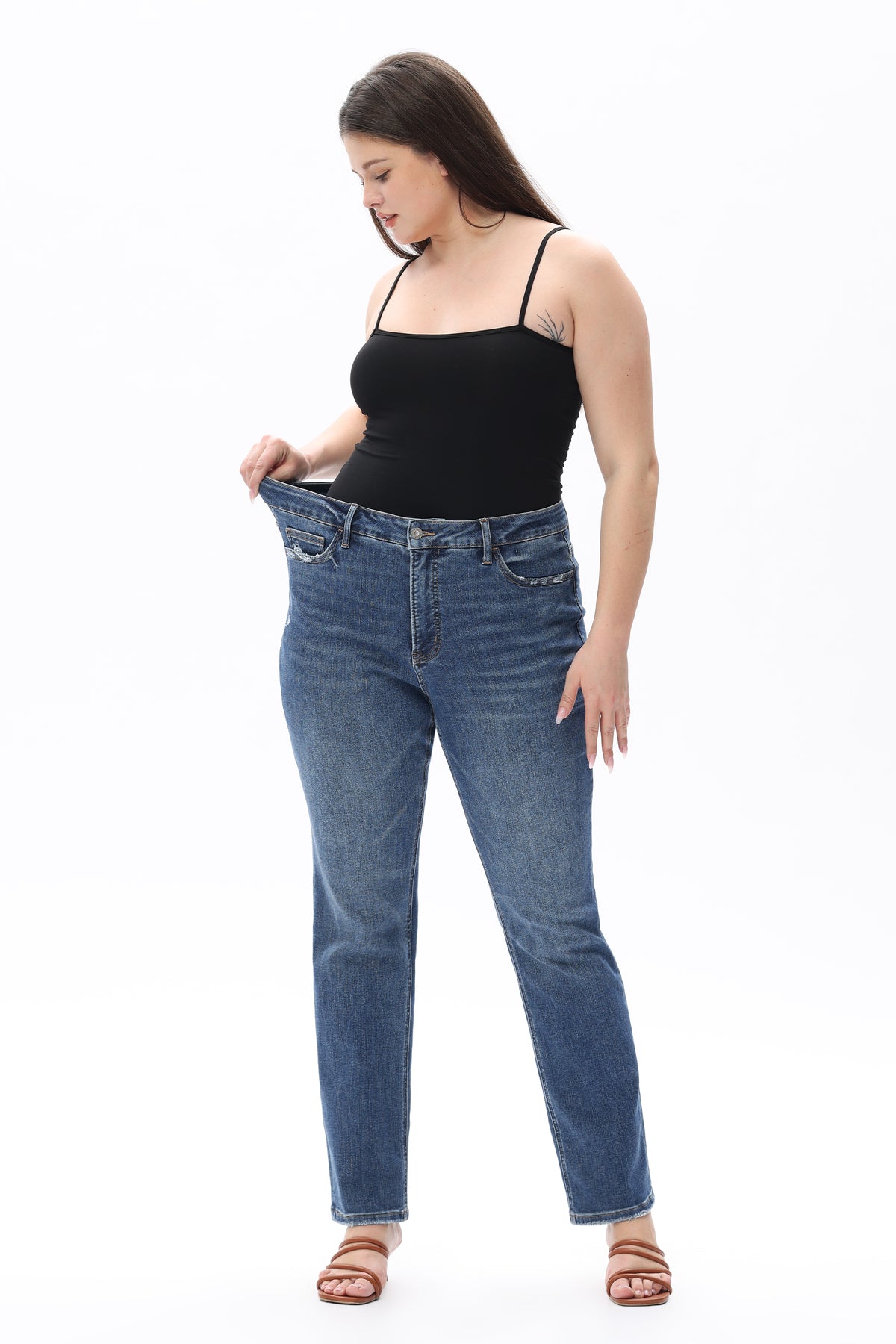 ONESO Vintage Mid Rise Slim Straight Plus Jeans