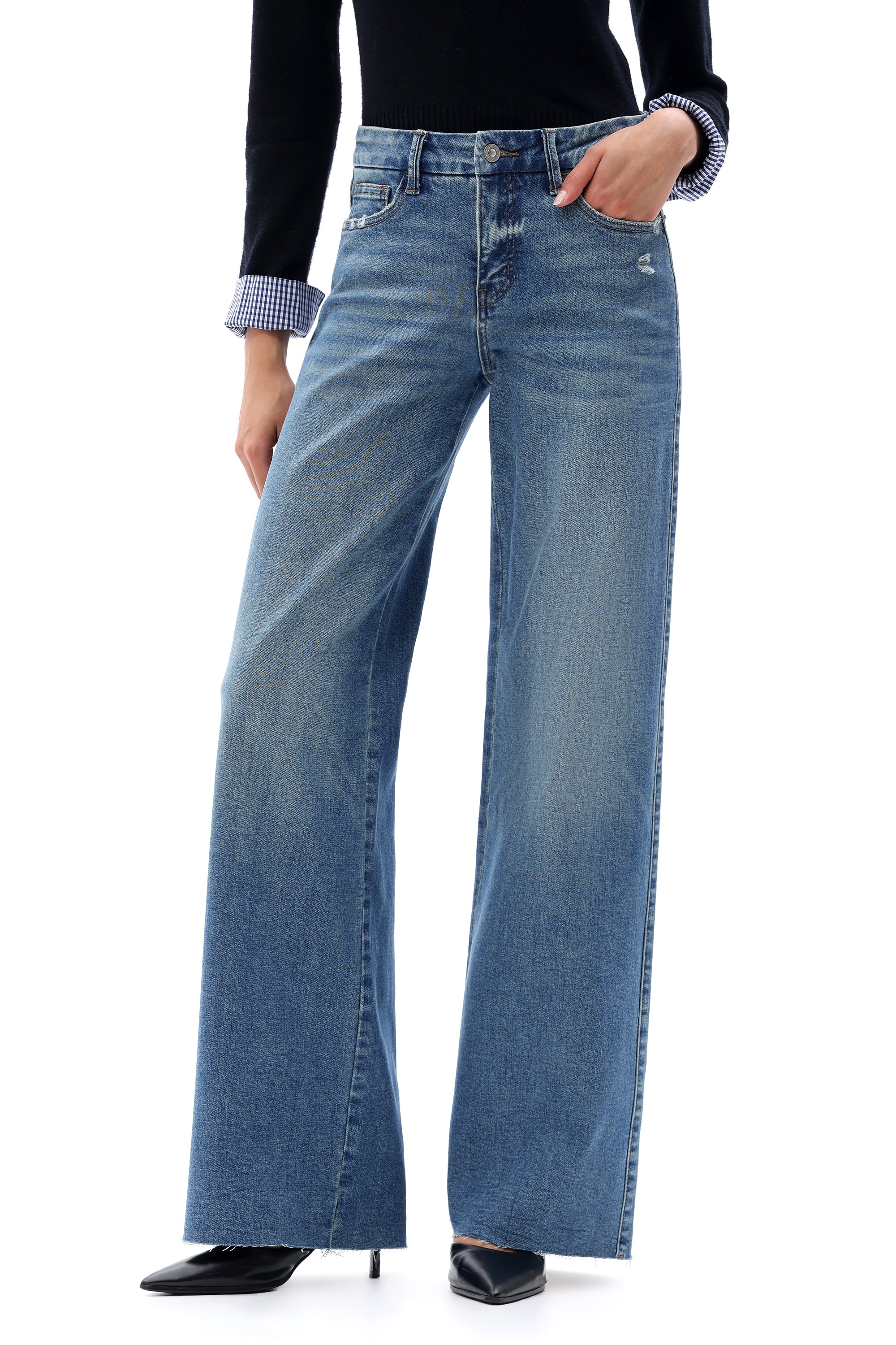ONESO Retro Mid Rise Wide Leg Jeans