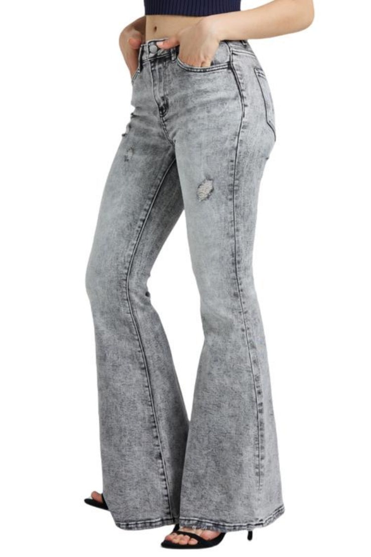 Mid Rise Wide Leg Baggy Flare Jeans