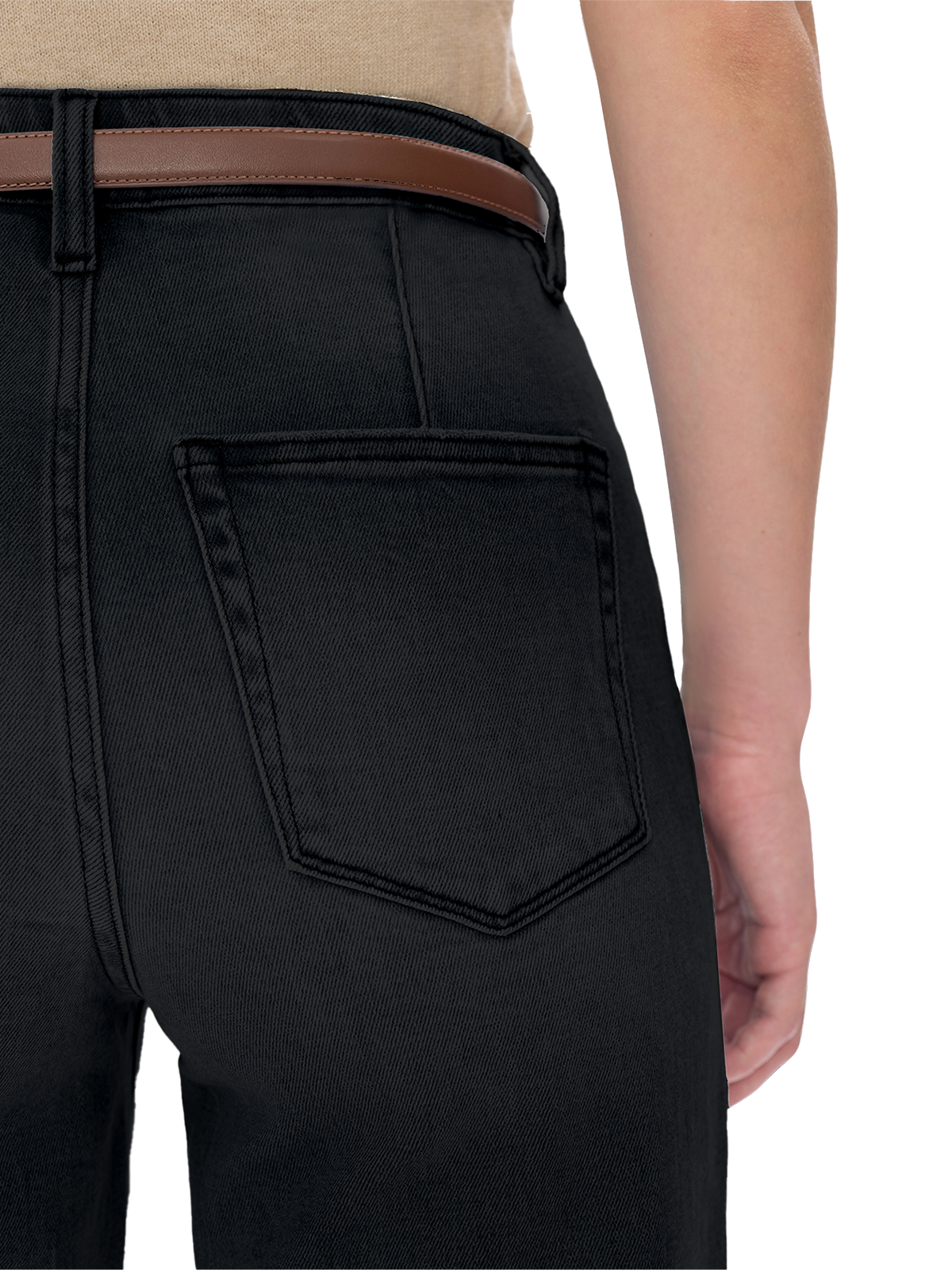 Women's High Waist Flare Leg BBL Jeans Tummy Control Fit Button Fly Pocket Design Soft Denim Bell Bottom Trousers