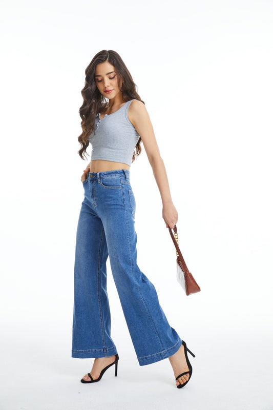 ONESO Women Flare Jeans High Waist Wide Leg Stretchy BBL Jeans