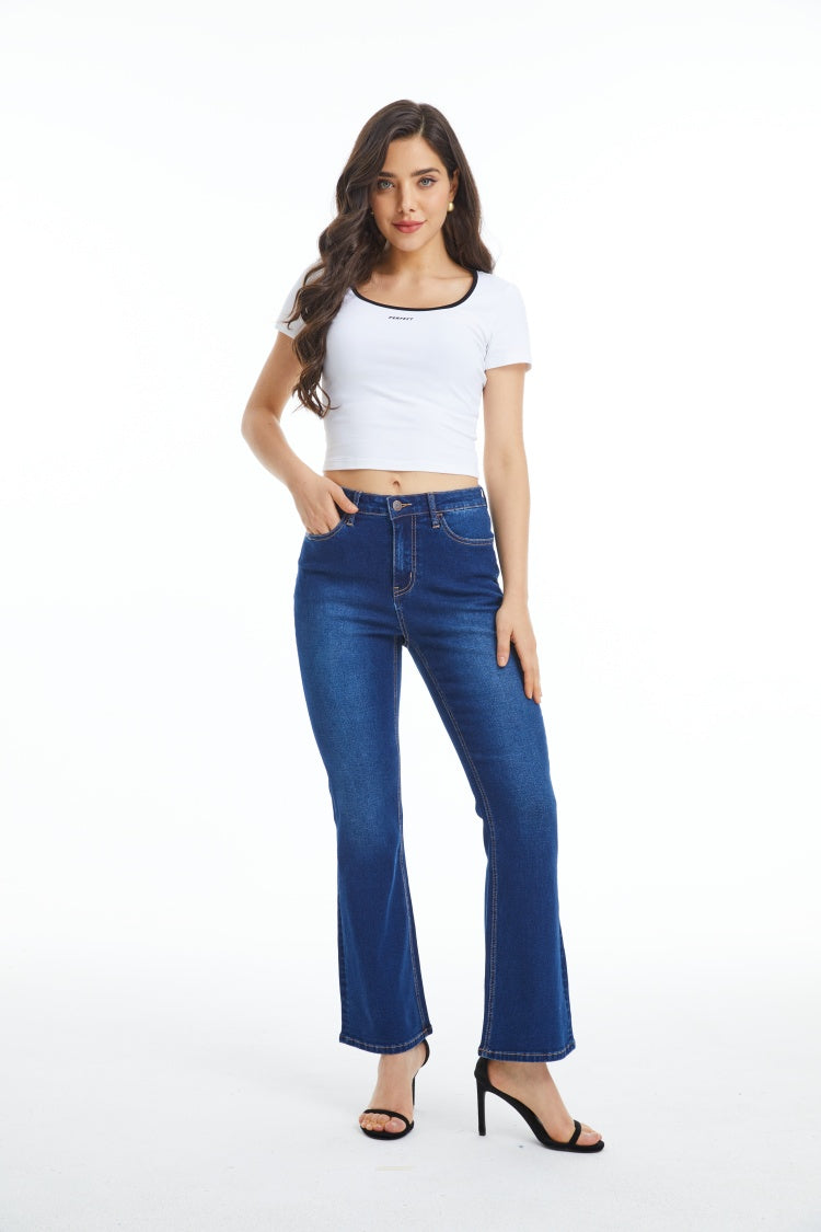 Women High Waist Flare Bootcut Jeans