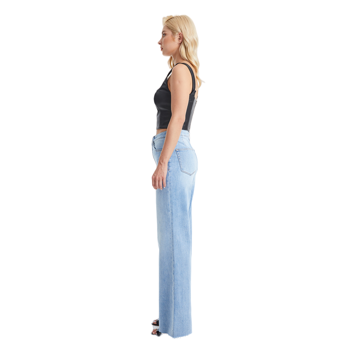 ONESO High Waisted Light Blue Wide Leg Jeans