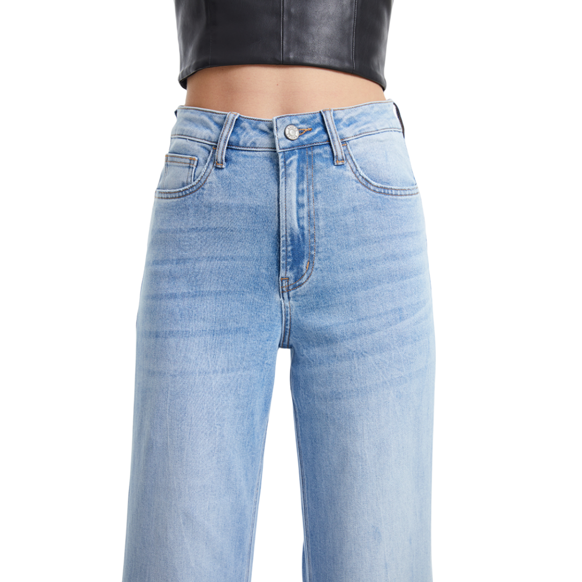 ONESO High Waisted Light Blue Wide Leg Jeans