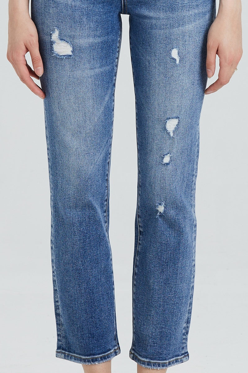 ONESO Women&#39;s Retro Mid-Rise Straight Leg Jeans