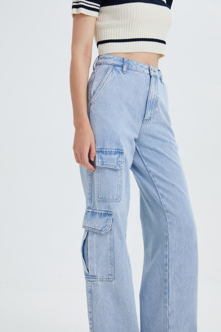 Womens Cargo Jeans High Waisted Baggy