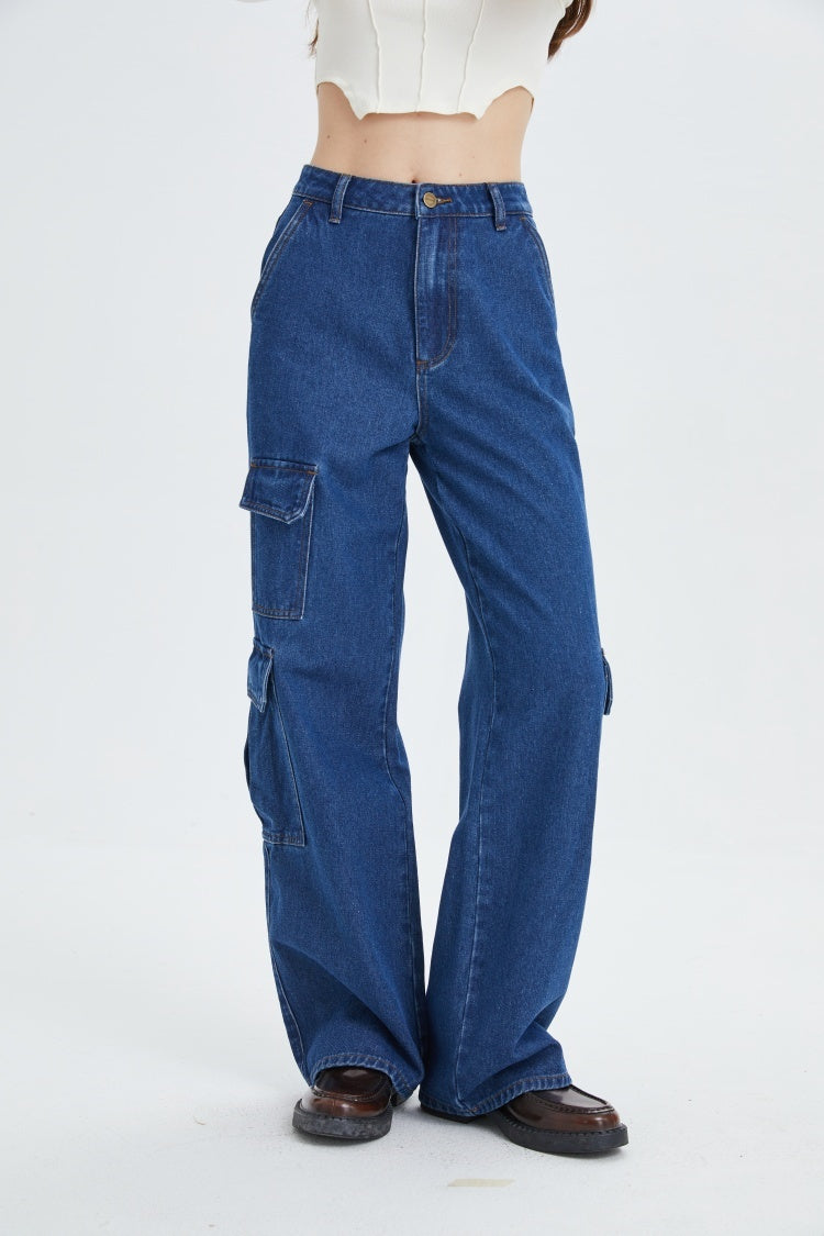 Womens Cargo Jeans High Waisted Baggy