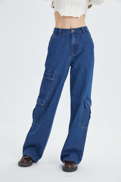 Womens Cargo Jeans High Waisted Baggy