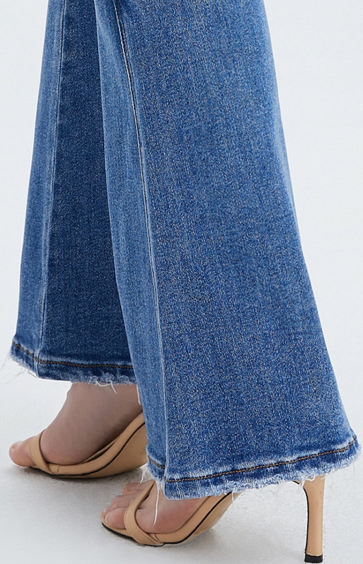 High Rise Stretch Cropped Flare Jeans