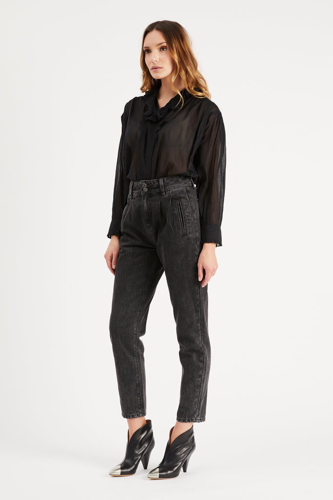 ONESO Women&#39;s Mid Waist Pleat Pocket Pants