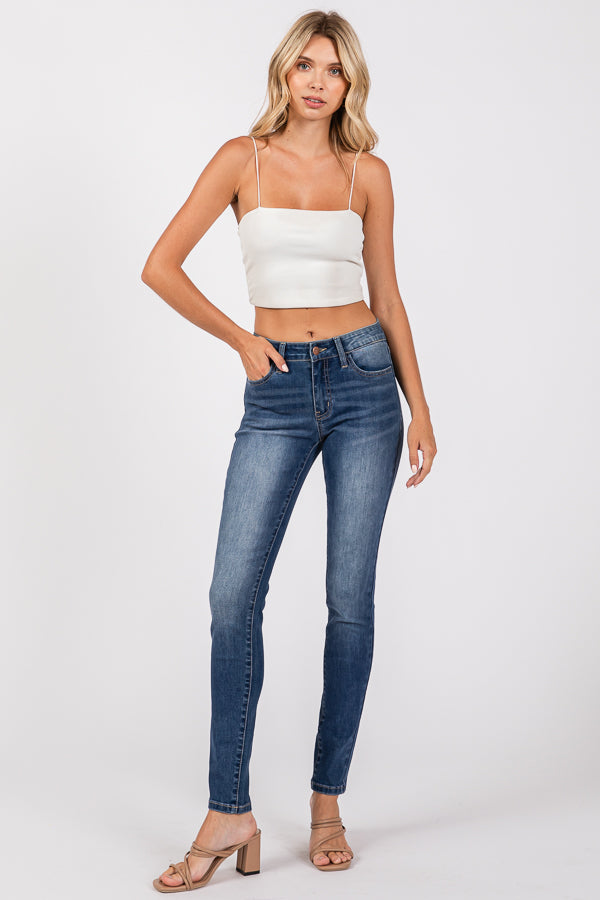 Women's Low Waist Shaping Skinny Plus Stretch Fabric Vintage Street Wear Skinny Stretch Butt Lifting Jeans