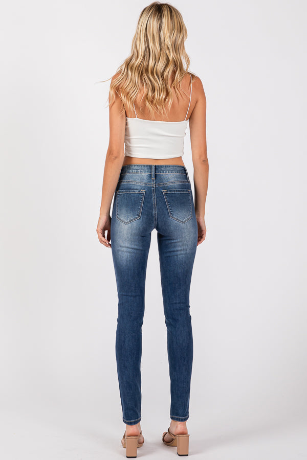 Women's Low Waist Shaping Skinny Plus Stretch Fabric Vintage Street Wear Skinny Stretch Butt Lifting Jeans