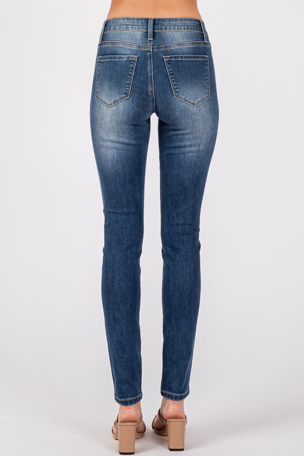 Women's Low Waist Shaping Skinny Plus Stretch Fabric Vintage Street Wear Skinny Stretch Butt Lifting Jeans