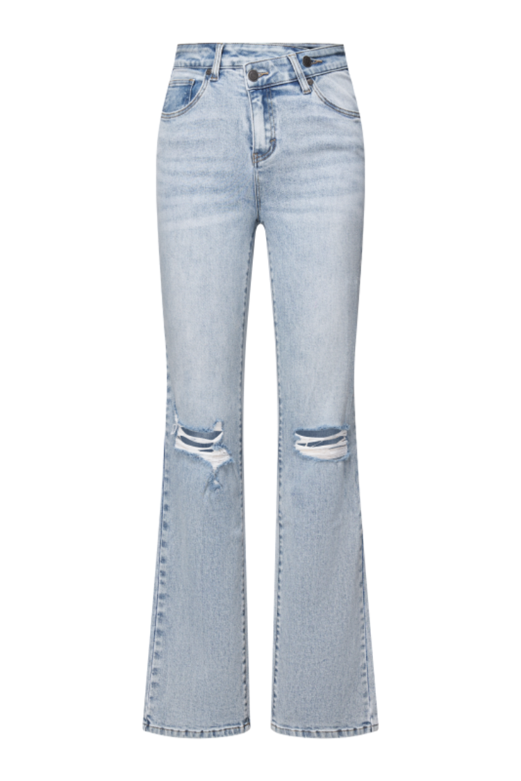 Women Bootcut Ripped Wide Leg Jeans