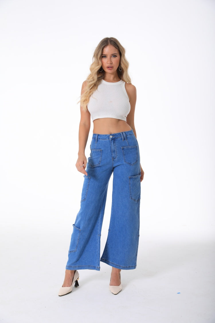 Wide Leg Jeans for Women Trendy Mid Waisted Baggy Flare Jeans