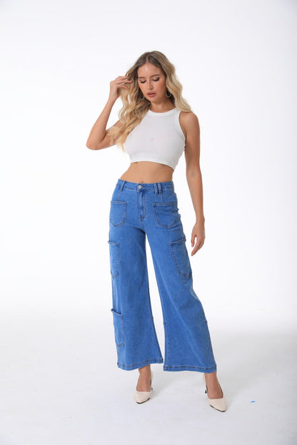 Wide Leg Jeans for Women Trendy Mid Waisted Baggy Flare Jeans