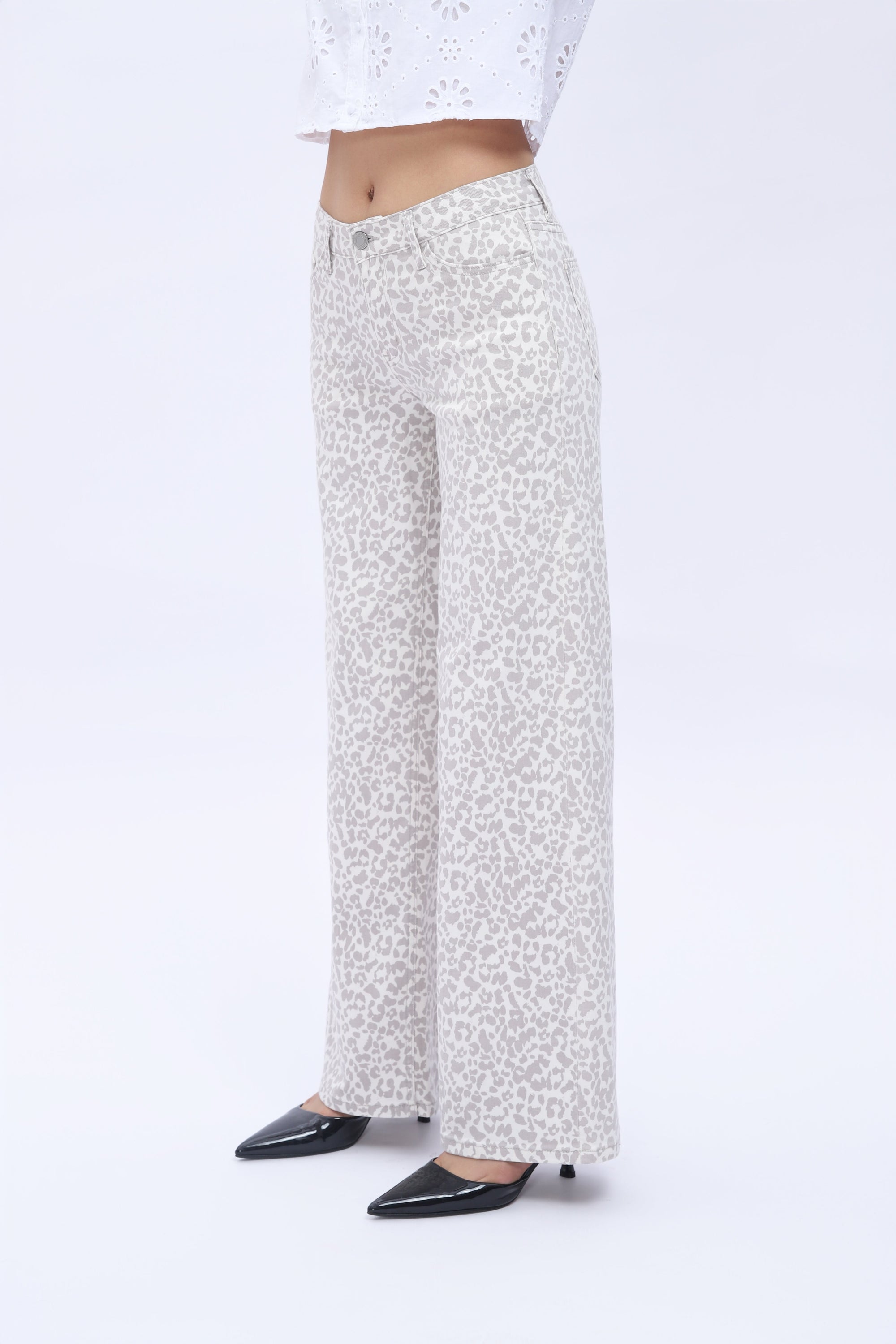 ONESO Mid-Low Rise Baggy BBL Jeans Wide Leg for Women Distressed Pants Stretchy Bottom Lady Basic Comfortable Denim