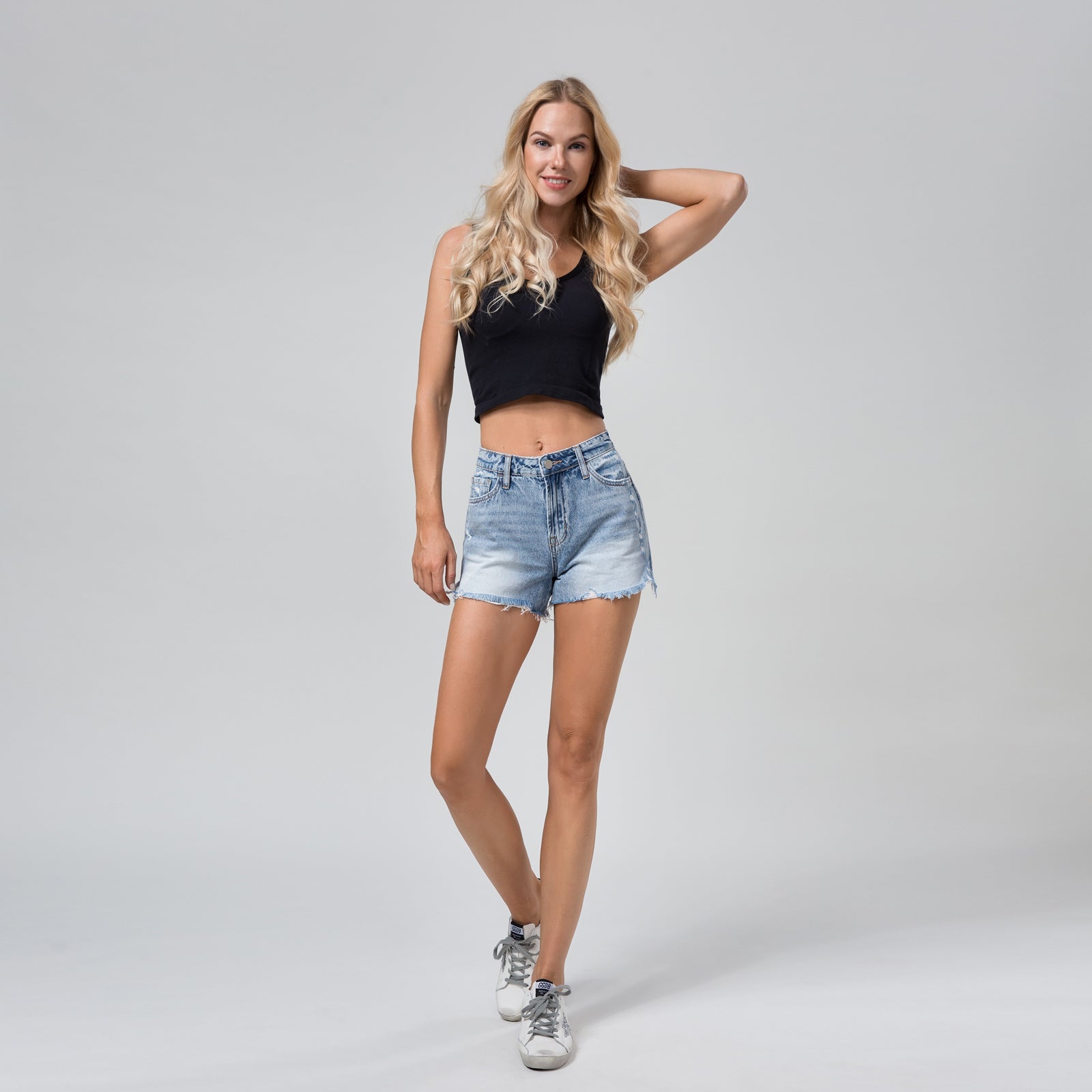 ONESO Women Denim High Rise Distressed Ripped Casual Summer Hot Short Pants Jeans