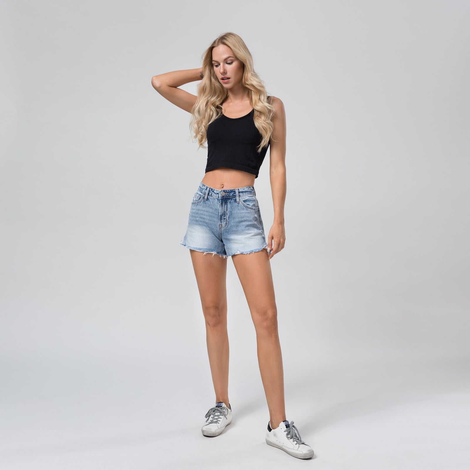 ONESO Women Denim High Rise Distressed Ripped Casual Summer Hot Short Pants Jeans