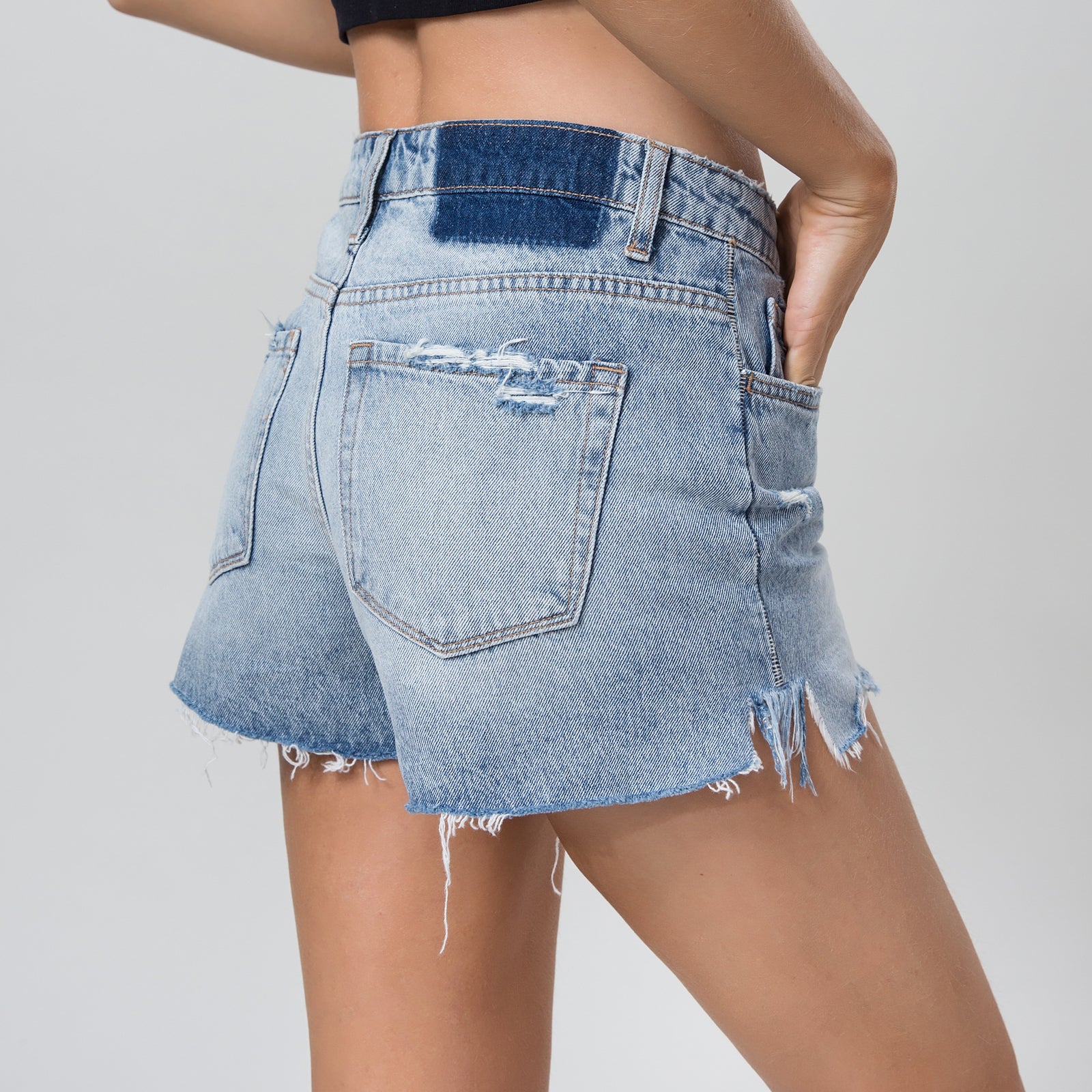 ONESO Women Denim High Rise Distressed Ripped Casual Summer Hot Short Pants Jeans