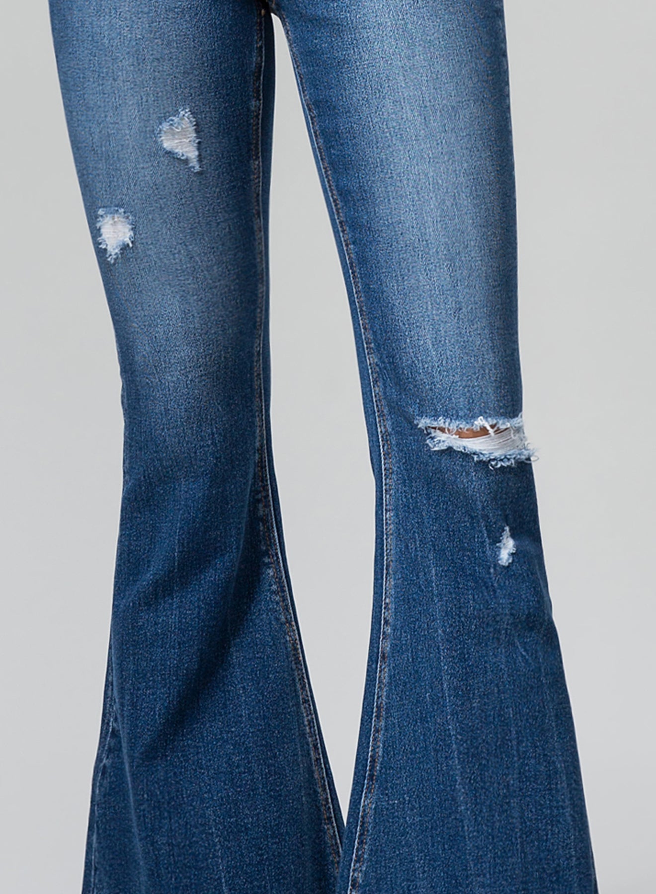 ONESO Ultra High Waisted Distressed Flare Jeans