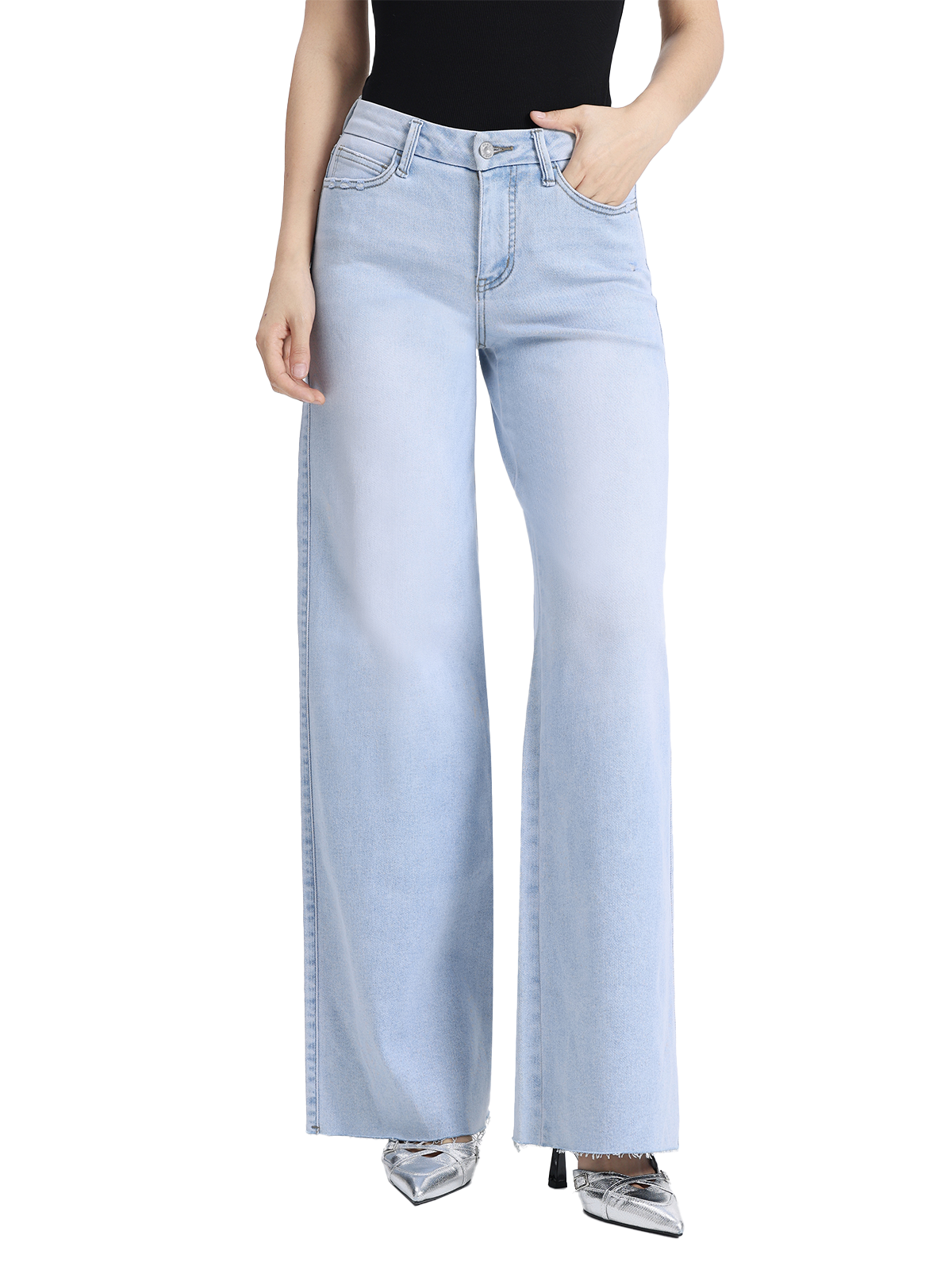 ONESO Classic Mid Rise Wide Leg Jeans