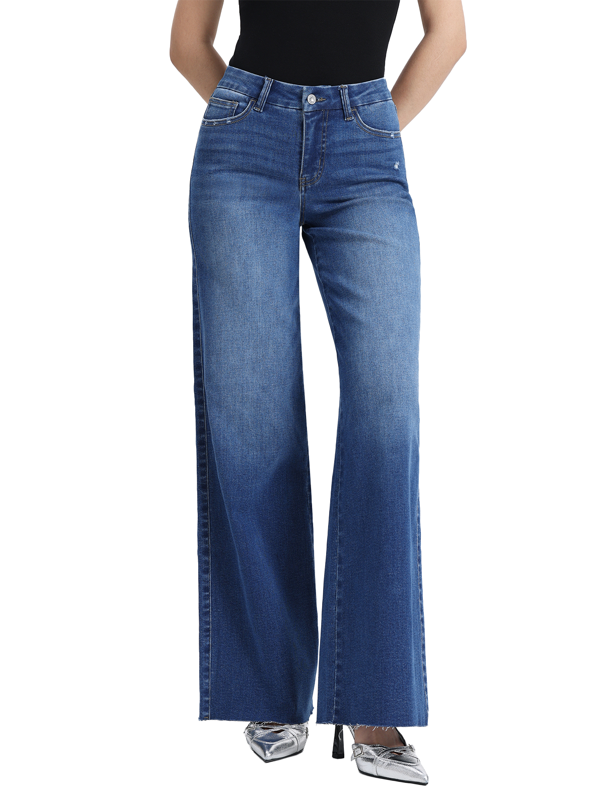 ONESO Women Mid Rise Vintage Wide Leg Jeans