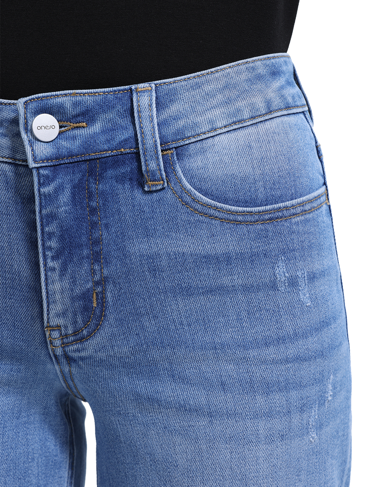 ONESO Effortless Mid Rise Wide Leg BBL Jeans