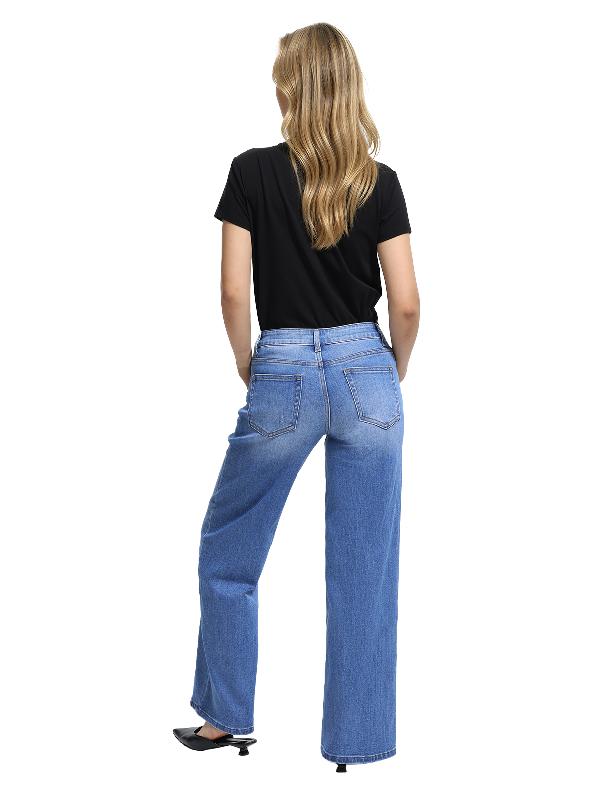 ONESO Effortless Mid Rise Wide Leg BBL Jeans
